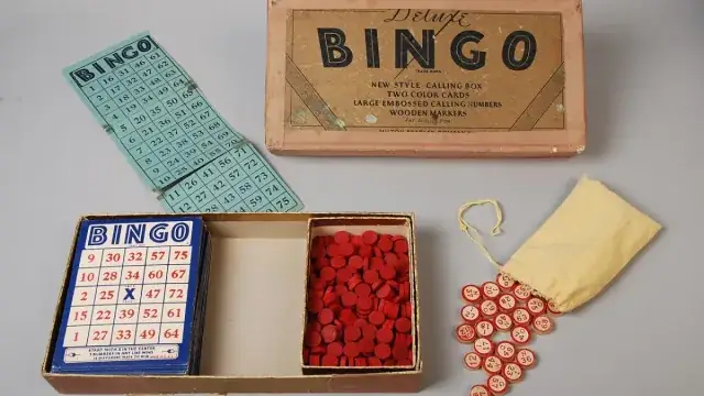 Vintage bingo kit with cards and markers